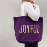 Joyful - Plum Canvas Tote Bag