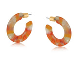 Emma Flat Oval Resin Hoop Earrings