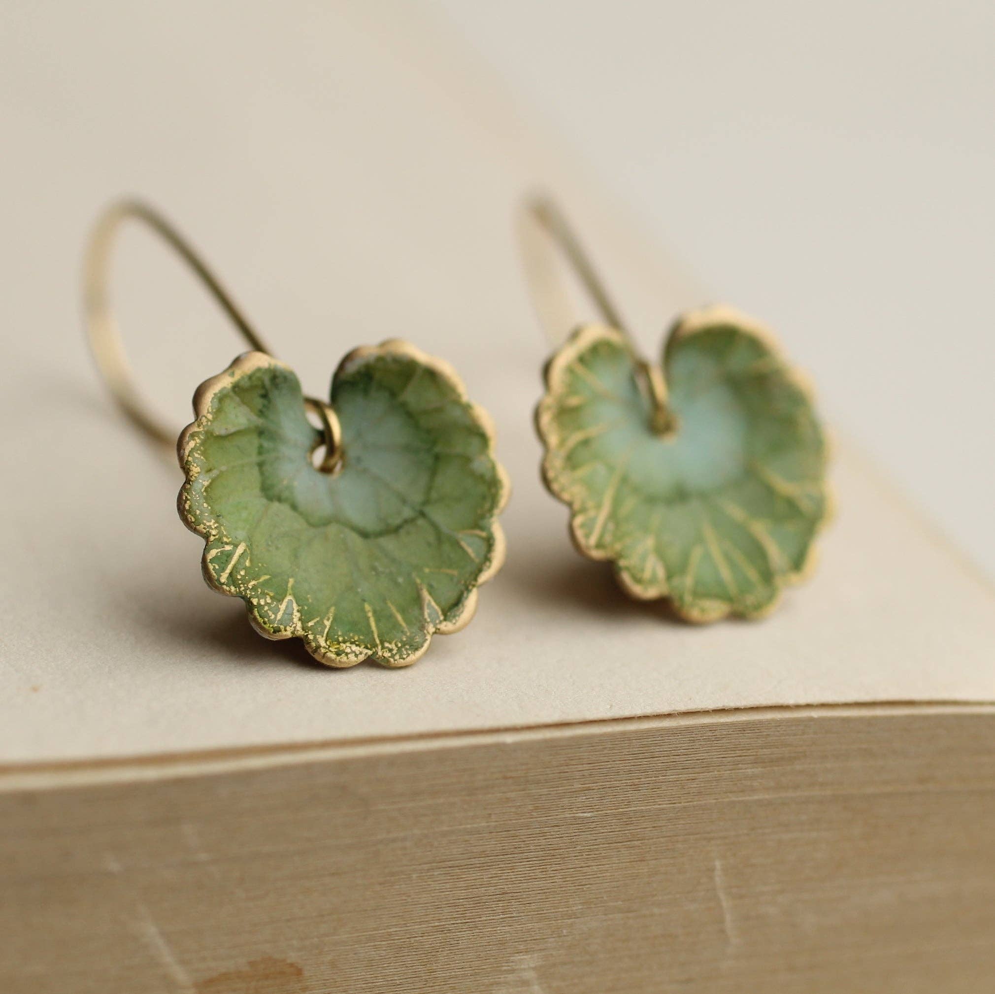 Olive Willow Leaf Earrings