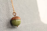 Olive Green Acorn Necklace