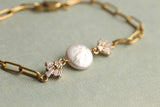 Gold Art Deco Freshwater Pearl Chain Bracelet