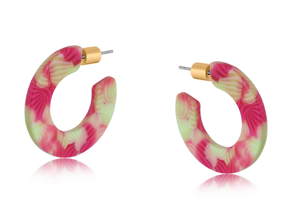 Emma Flat Oval Resin Hoop Earrings