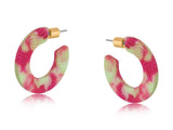 Emma Flat Oval Resin Hoop Earrings