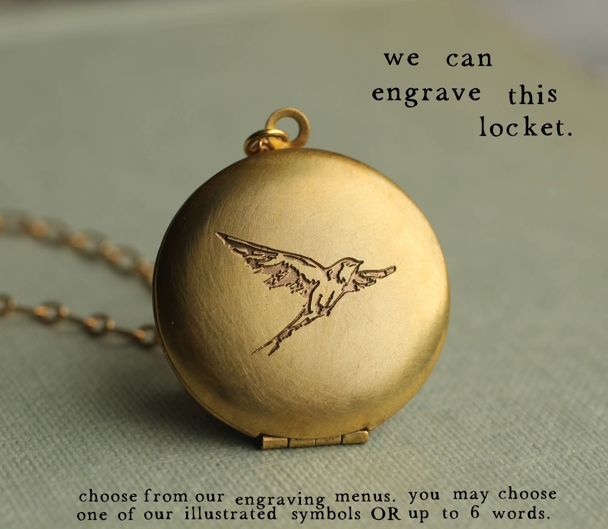 Hummingbird Gold Locket Necklace
