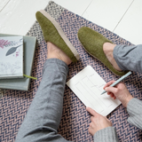 ebbflowcornwall felt slippers in green