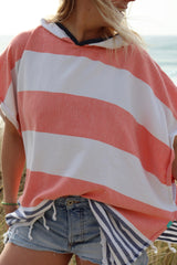 Tides Shortie Poncho - Coral/Navy