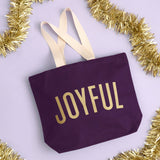 Joyful - Plum Canvas Tote Bag