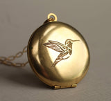 Hummingbird Gold Locket Necklace