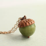 Olive Green Acorn Necklace