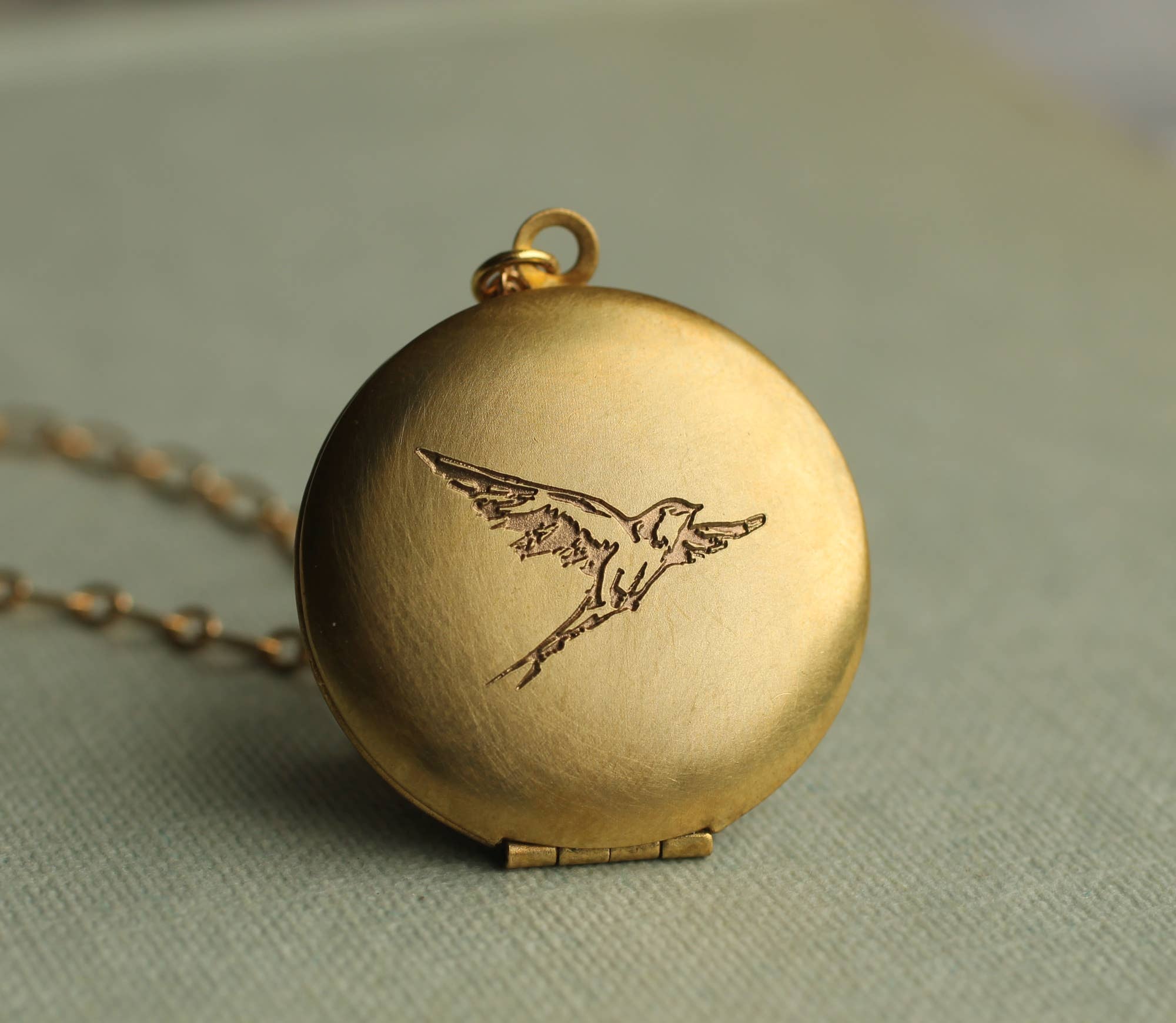 Hummingbird Gold Locket Necklace