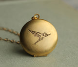 Hummingbird Gold Locket Necklace