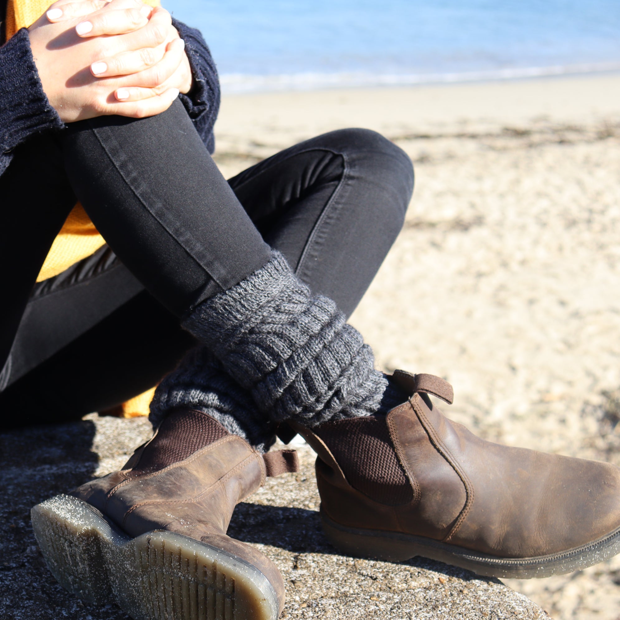 Morvah Welly Socks in Cableknit Alpaca