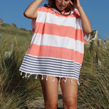 Tides Shortie Poncho - Coral/Navy