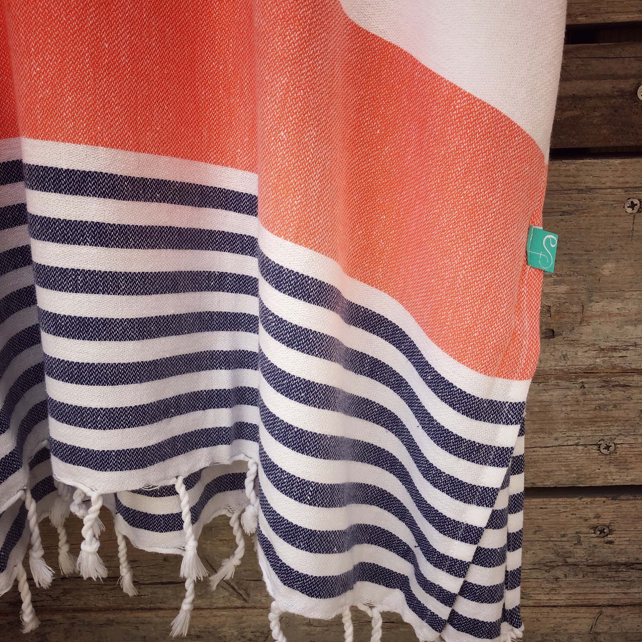 Tides Shortie Poncho - Coral/Navy