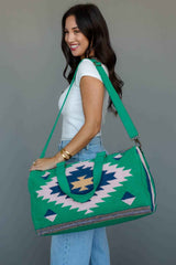 Green, Lt. Pink & Blue Western Duffel