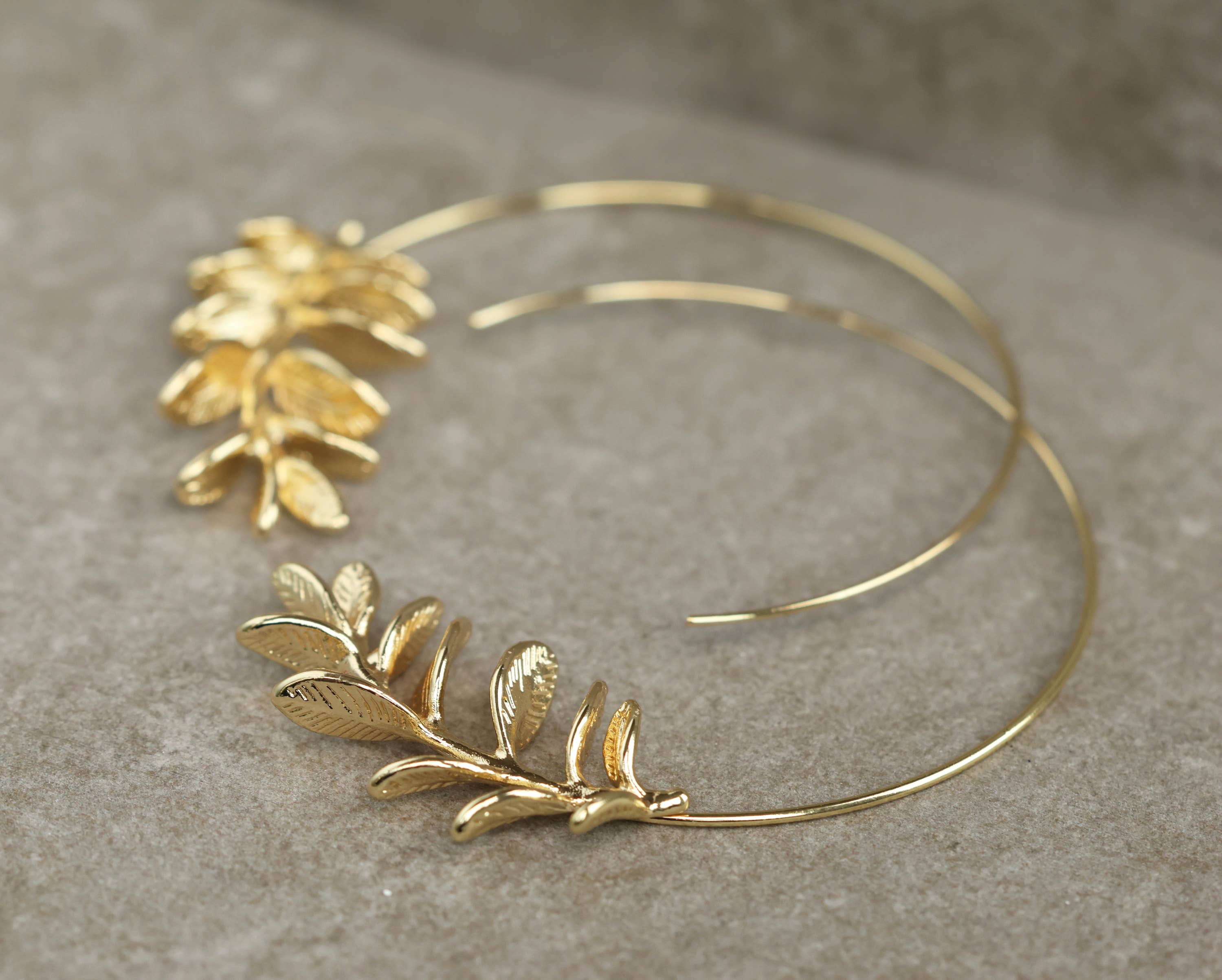 Botanical Leaf Hoop Earrings