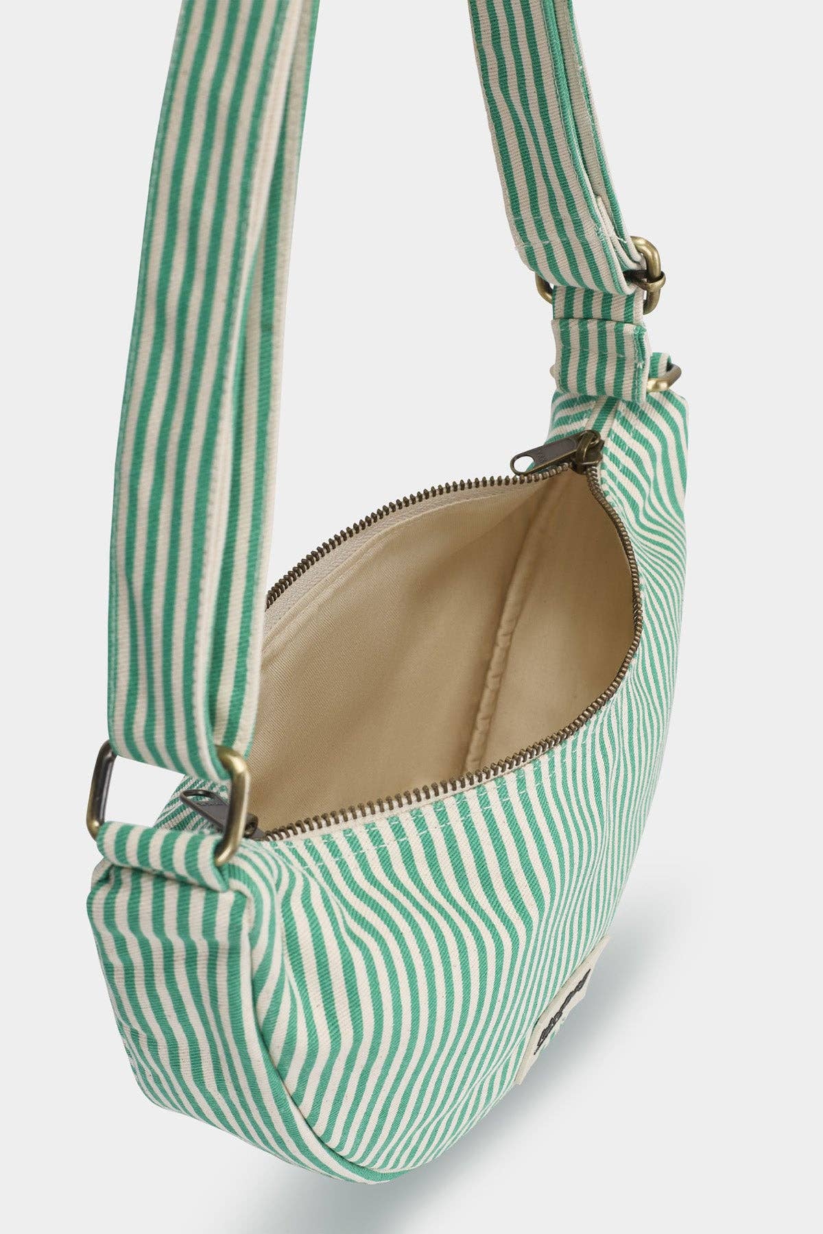 Andrea Green Striped Crossbody Bag
