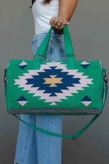 Green, Lt. Pink & Blue Western Duffel