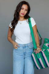 Green, Lt. Pink & Blue Western Duffel