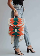 Beige, Orange & Green Aztec Backpack
