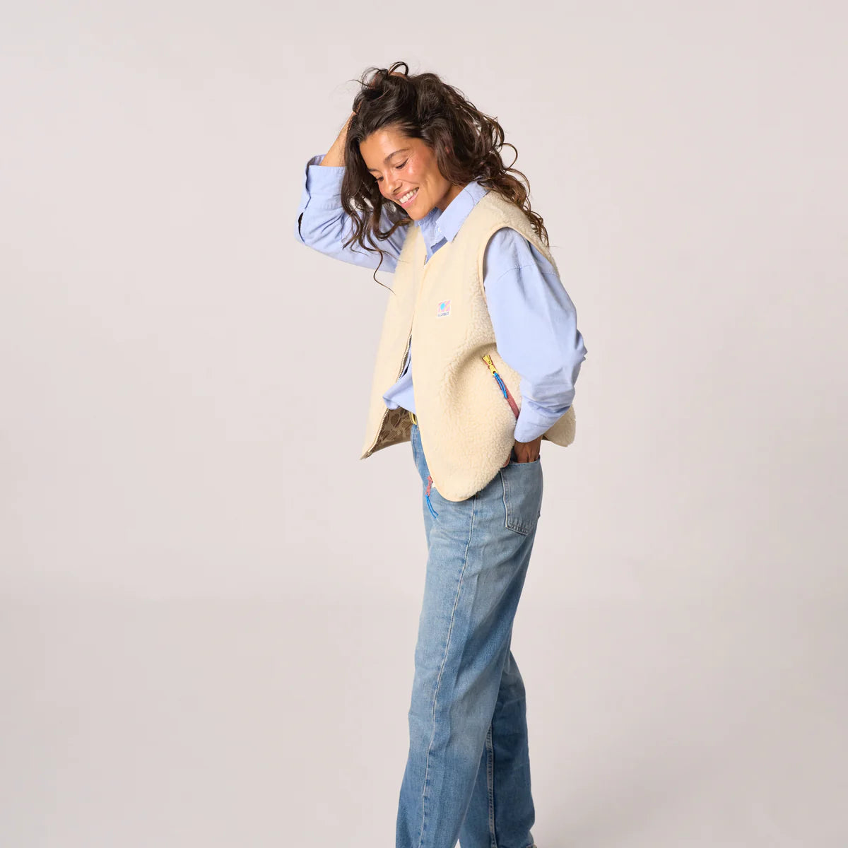 Sleeveless Sherpa Zip Jacket - Ebbflowcornwall