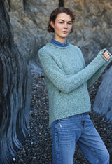 Fisherman Out of Ireland Curved Neck Jumper - Jade
