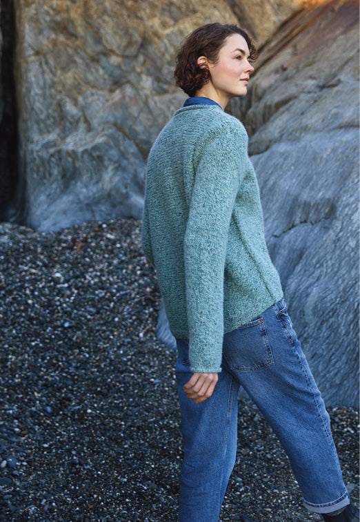 Fisherman Out of Ireland Curved Neck Jumper - Jade