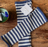 Driftwood Stripe Wrist Warmers in Alpaca Knit
