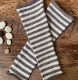 Driftwood Stripe Wrist Warmers in Alpaca Knit
