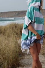 Tides Shortie Poncho - Sea Green/Blue