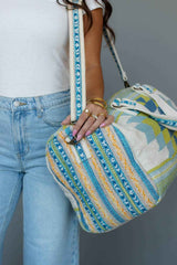 Cream, Blue & Lime Western Duffel