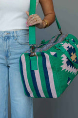 Green, Lt. Pink & Blue Western Duffel