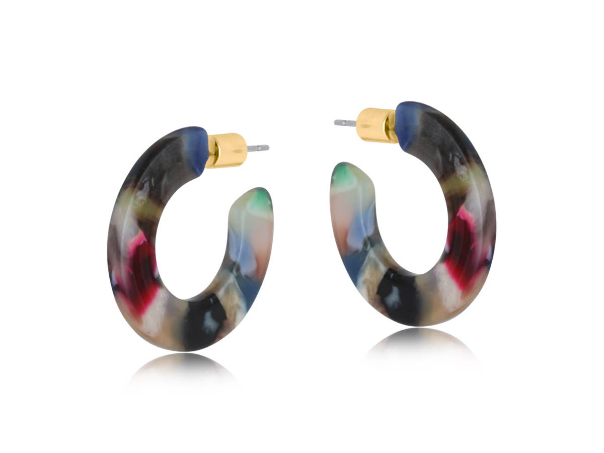 Camille Flat Oval Resin Hoop Earrings - Ebbflowcornwall