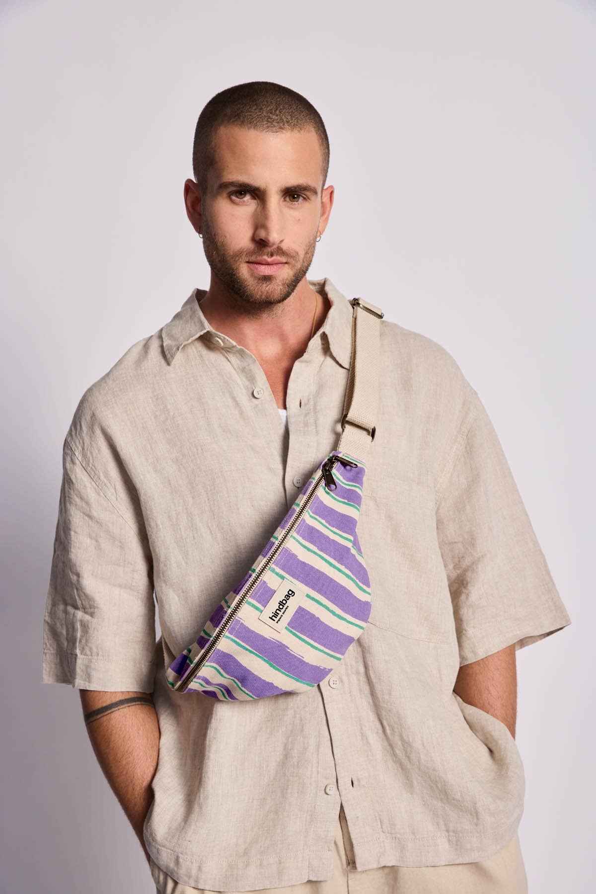 Olivia Orange and Blue Striped Fanny Pack