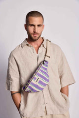 Olivia Orange and Blue Striped Fanny Pack