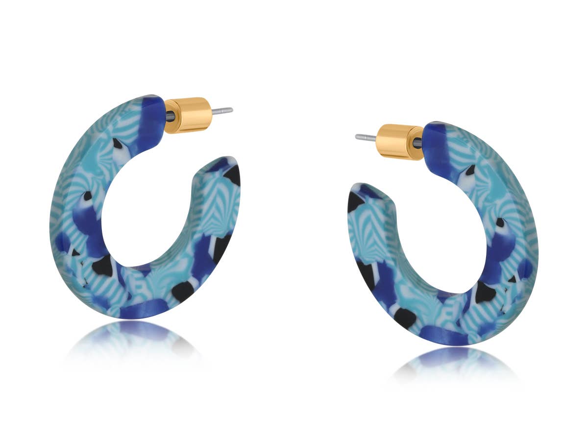 Emma Flat Oval Resin Hoop Earrings
