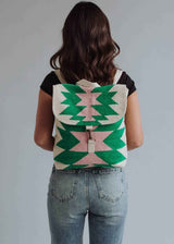 Beige, Green & Pink Aztec Backpack