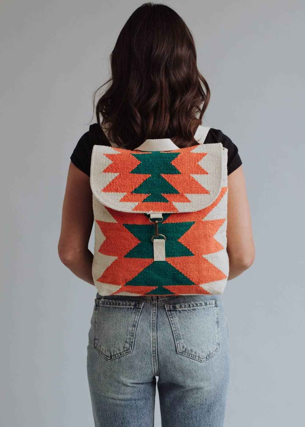 Beige, Orange & Green Aztec Backpack