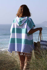 Tides Shortie Poncho - Sea Green/Blue