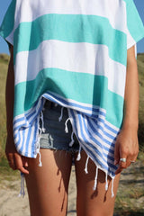 Tides Shortie Poncho - Sea Green/Blue