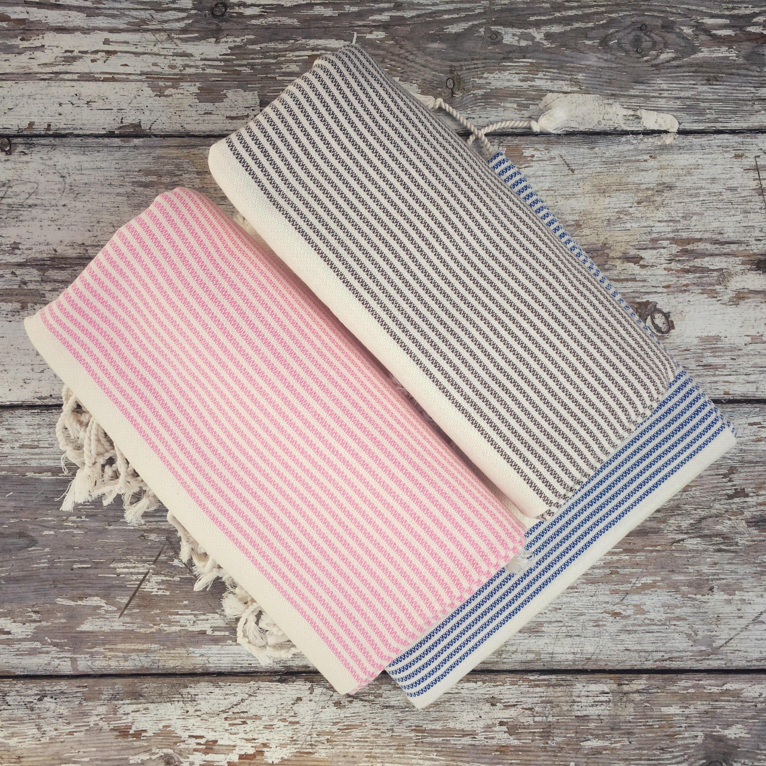 Selection of cotton hammam towels by Ebb Flow Cornwall